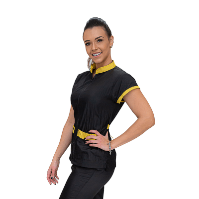 Chaqueta de Peluquería Profesional Negro y Amarillo [Paw Color] (Femenino)
