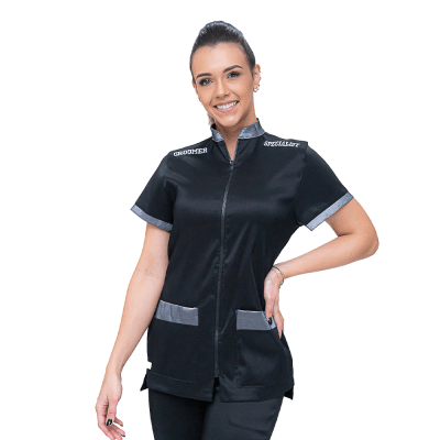 Chaqueta de Peluquería Profesional PREMIUM Negro con Plata [Paw Color] (Femenino)