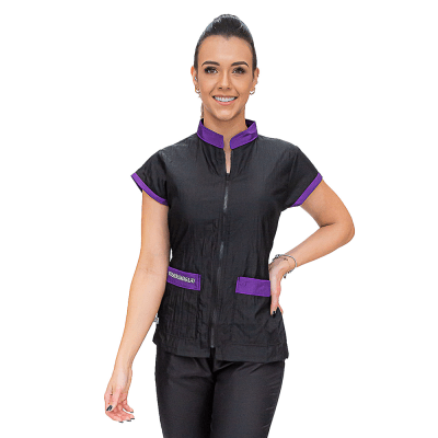 Chaqueta de Peluquería Profesional Negro y Morado [Paw Color] (Femenino)