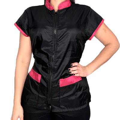 Chaqueta de Peluquería Profesional Negro y Rosa Oscuro [Paw Color] (Femenino)