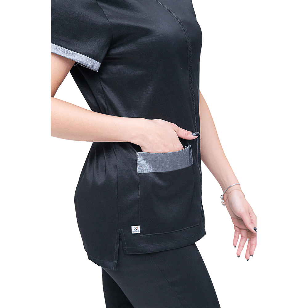 Chaqueta de Peluquería Profesional PREMIUM Negro con Plata [Paw Color] (Femenino)