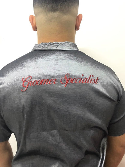 Chaqueta de Peluquería Profesional Plata con Bordado Espalda [Paw Color] (Unisex)