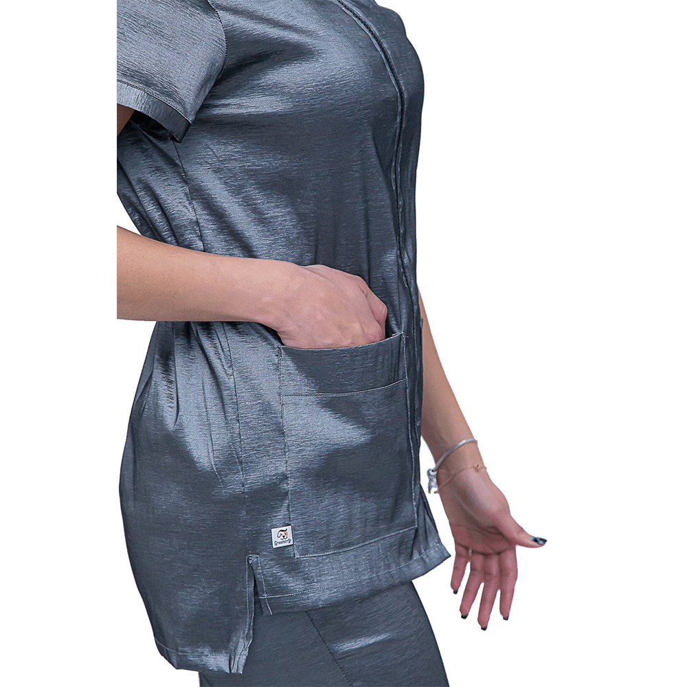 Chaqueta de Peluqueria Profesional PREMIUM Plata con Bordado [Paw Color] (Femenino)