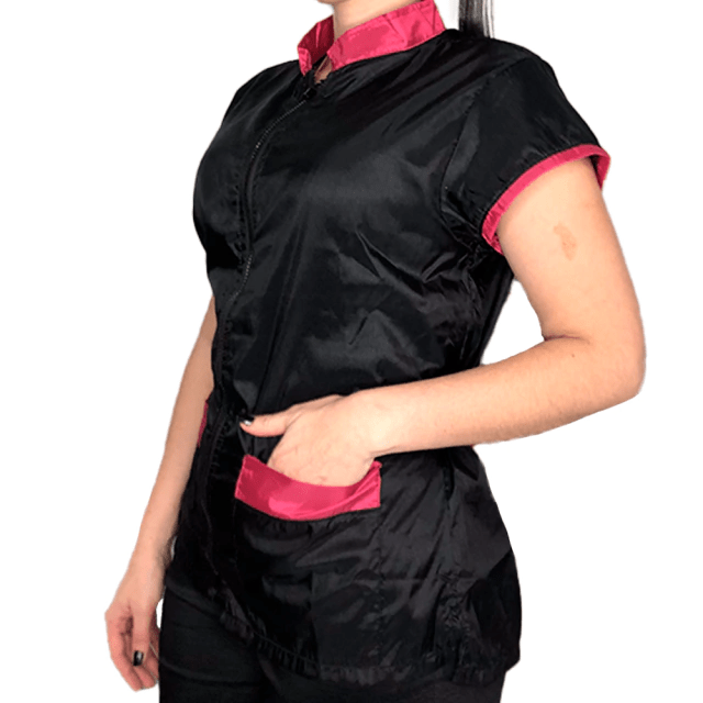 Chaqueta de Peluquería Profesional Negro y Rosa Oscuro [Paw Color] (Femenino)