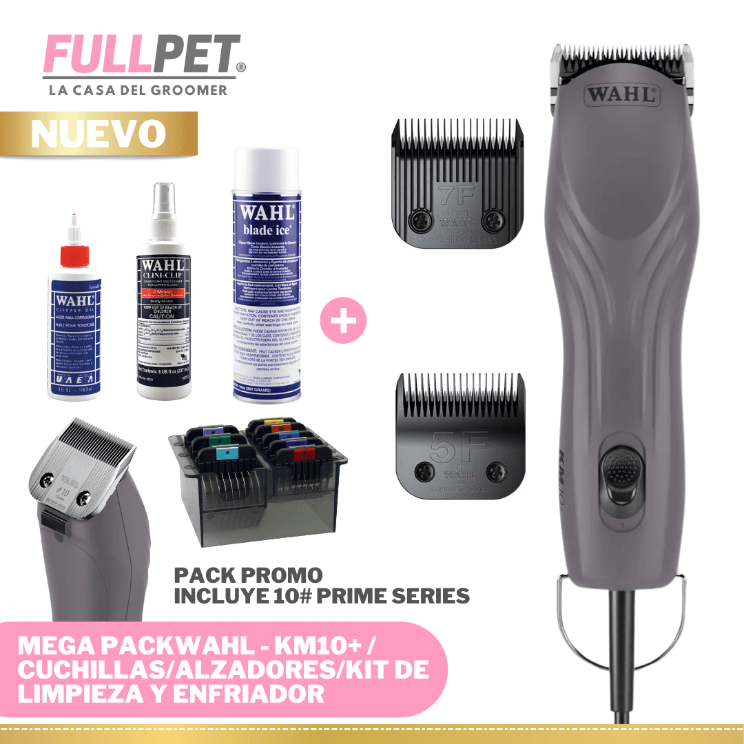 Repuesto MEGA PACK Promocional WAHL - Maquina Profesional KM10+/7F+5F/Kit Alzadores/Kit de Limpieza y Enfr