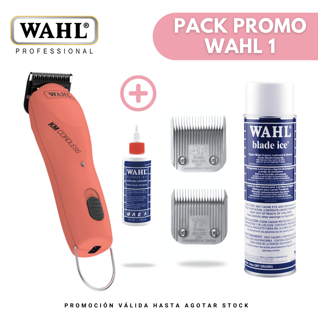 PACK WAHL 1 - Maquina Professional KM Cordless/7F y 4F Competition/Blade Ice/Aceite Lubricante