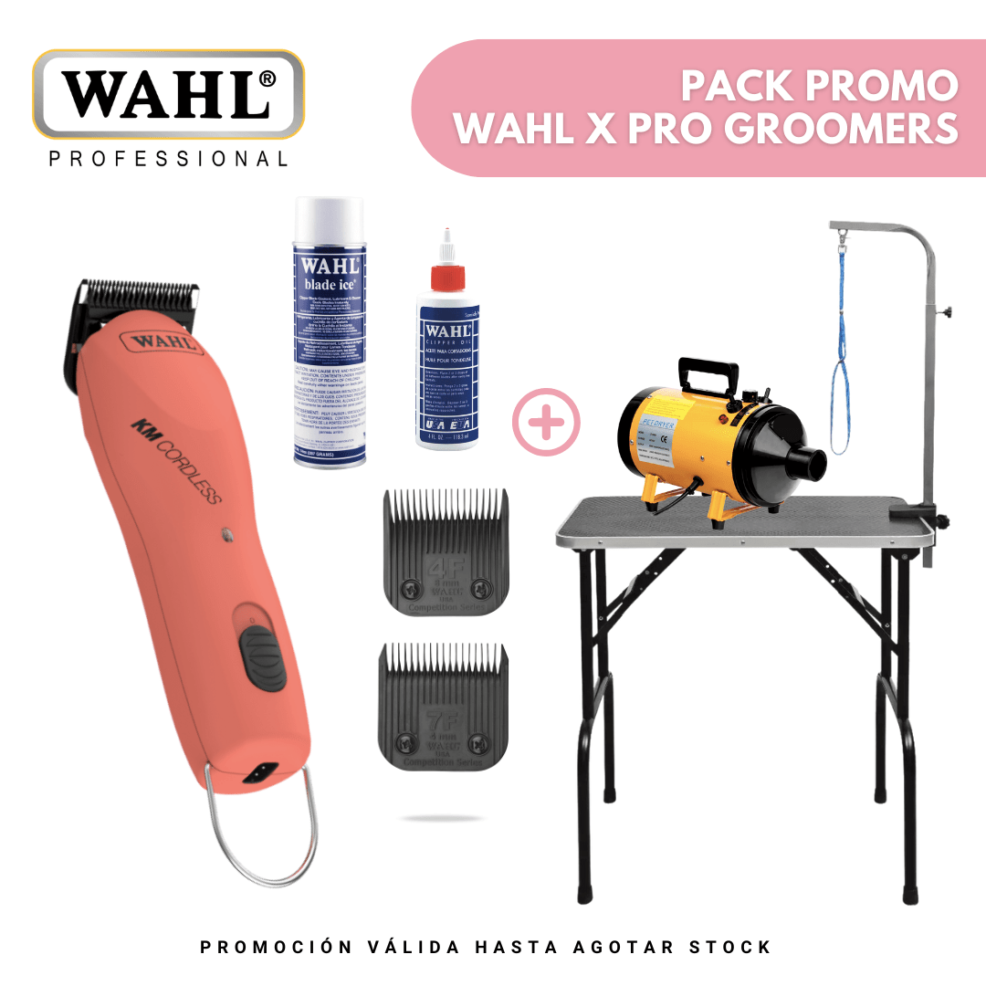 PACK WAHL X Pro Groomers - Maquina Professional KM Cordless/7F y 4F Ultimate/Blade Ice/Aceite Lubric