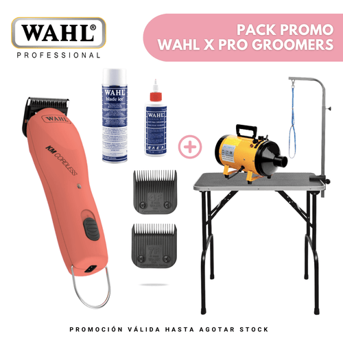 PACK WAHL X Pro Groomers - Maquina Professional KM Cordless/7F y 4F Ultimate/Blade Ice/Aceite Lubric