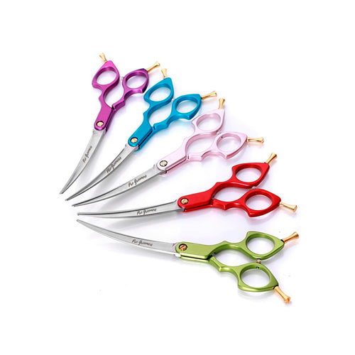 Tijera Curva de Aluminio 6.0 Ultra Liviana Pro Groomers